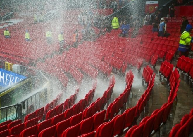Old Trafford field leaked, `water flowed like a waterfall` in the stands